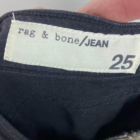 Revolve Rag & Bone Justine Zipper Skinny Jeans Soft Black Size 25 Made in USA - Picture 4 of 11